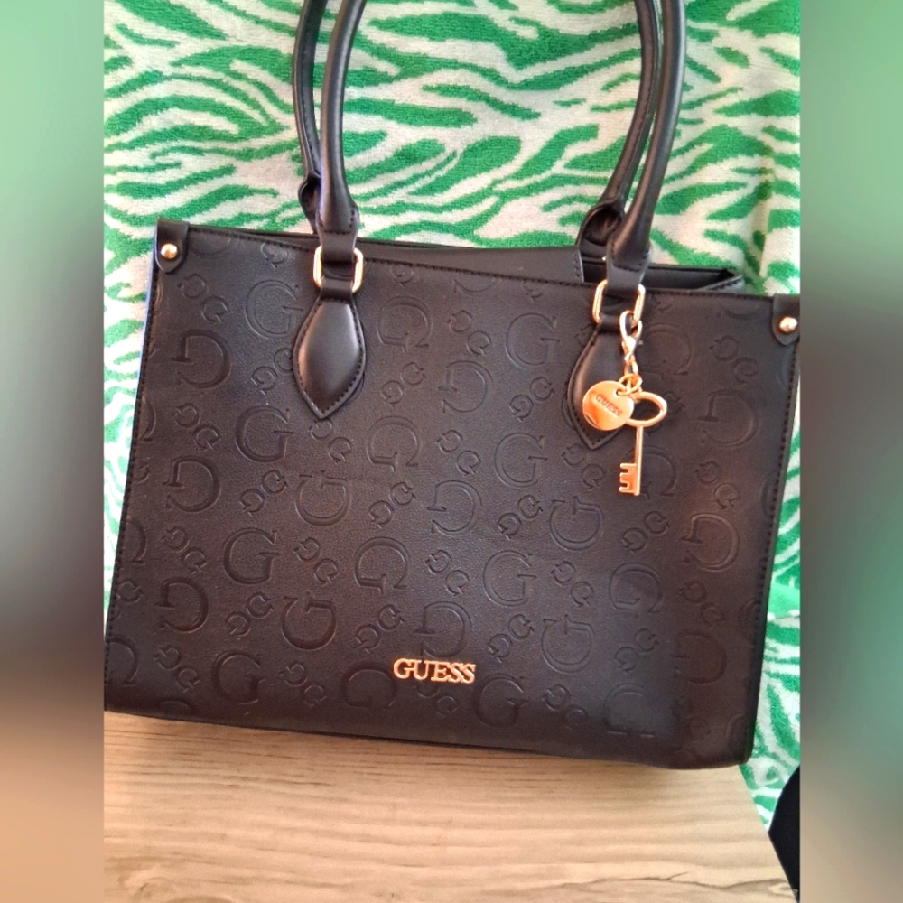 Guess Black Embossed Tote Bag